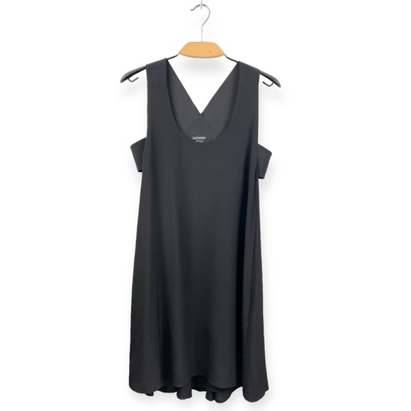 Club Monaco Rosan 100% Silk Black Side Banded Sleeveless Trapeze Dress Size 8 - Picture 2 of 8